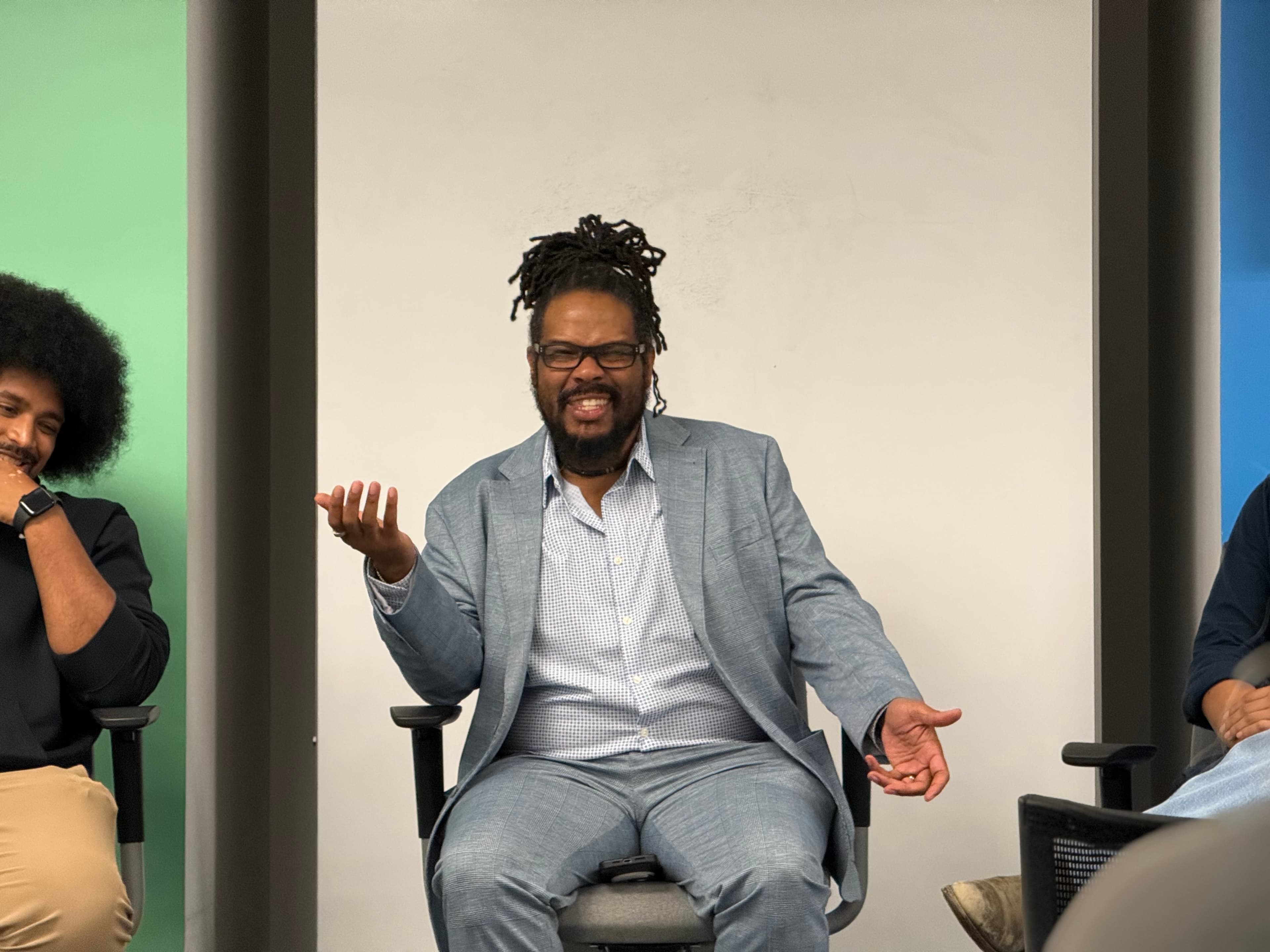 Gregory Rutledge laughing while facilitating a live session