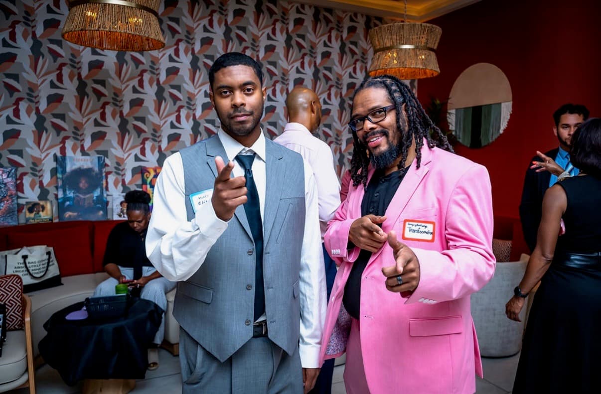 Gregory Rutledge with a colleague at a design community event